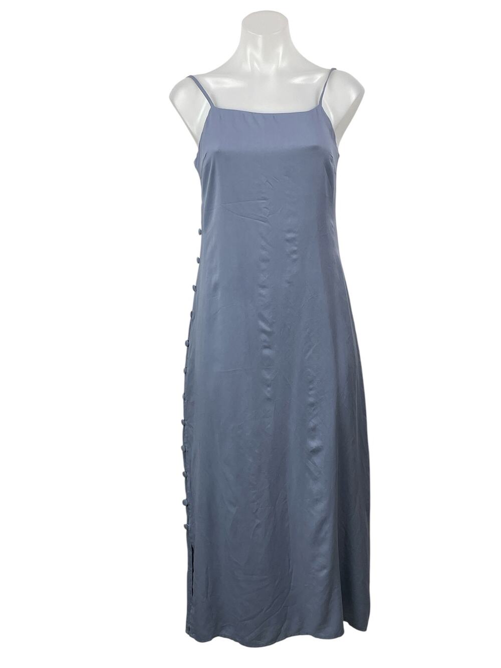 NEW Girl and The Sun Blue Sleeveless Side Button Cami Camisole Midi Dress Sz XS
